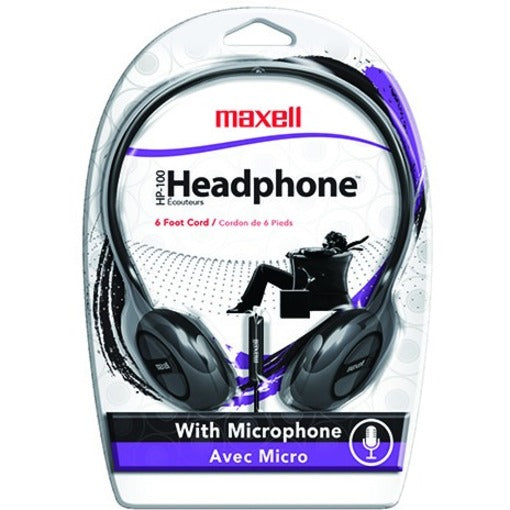 Maxell 190319M Adjustable Headphone with 6 Foot Cord, On-ear, Lifetime Warranty