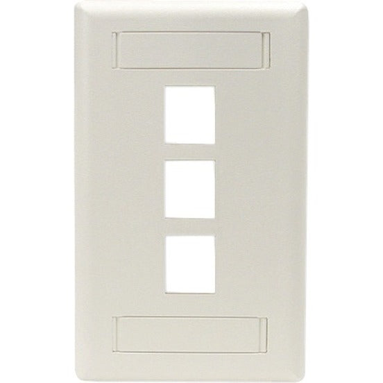 White GigaStation2 network faceplate with three vertical square port openings