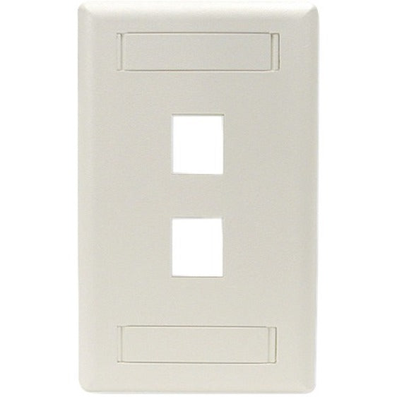 White GigaStation2 network faceplate with two vertical square port openings