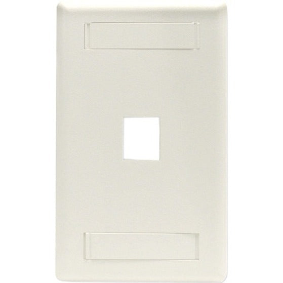 White GigaStation2 network faceplate with single square port opening and label spaces