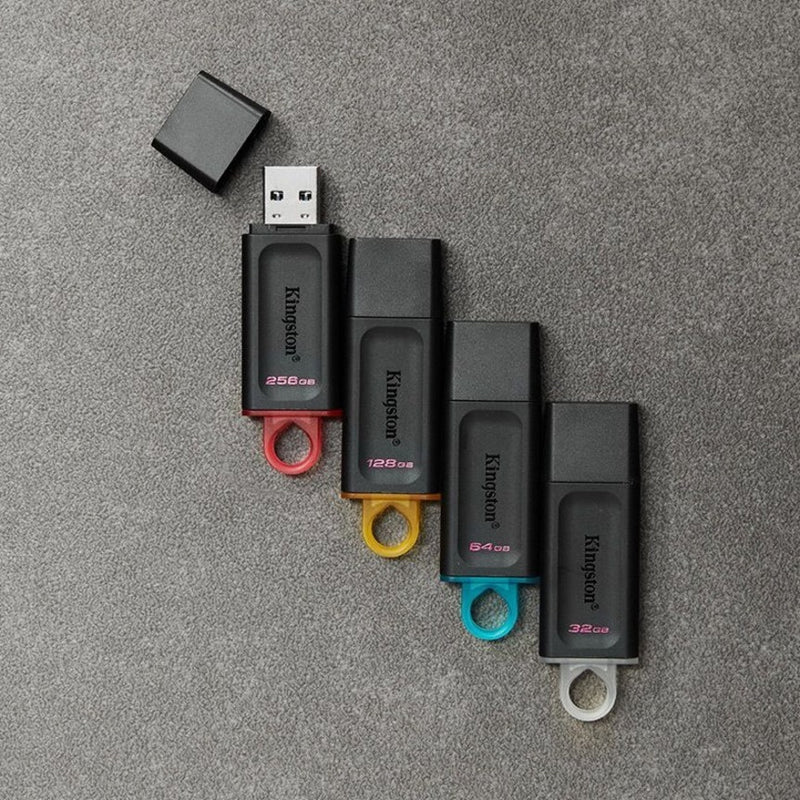 Kingston DataTraveler Exodia range showing different capacities with color-coded rings