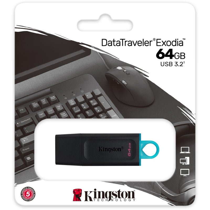 Kingston DataTraveler Exodia retail packaging showing specifications and compatibility