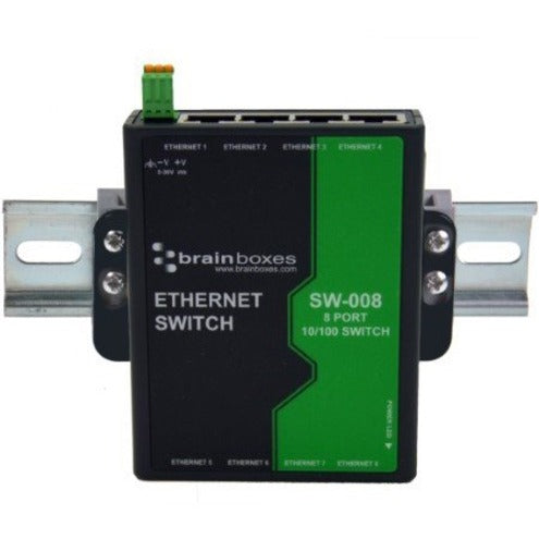 Brainboxes SW-008 mounted on DIN rail showing installation flexibility