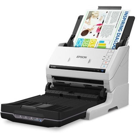 Epson DS-530 II scanning mixed media documents with output tray extended