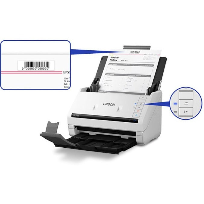 Epson DS-530 II scanning document with barcode recognition demonstration