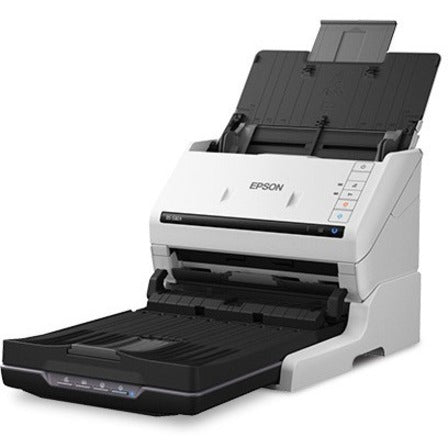 Epson DS-530 II with extended paper trays showing high-volume capability