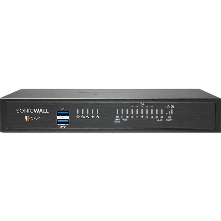 SonicWall 02-SSC-5692 TZ570P Network Security/Firewall Appliance, 10 Ports, 3-Year Warranty, RoHS Certified