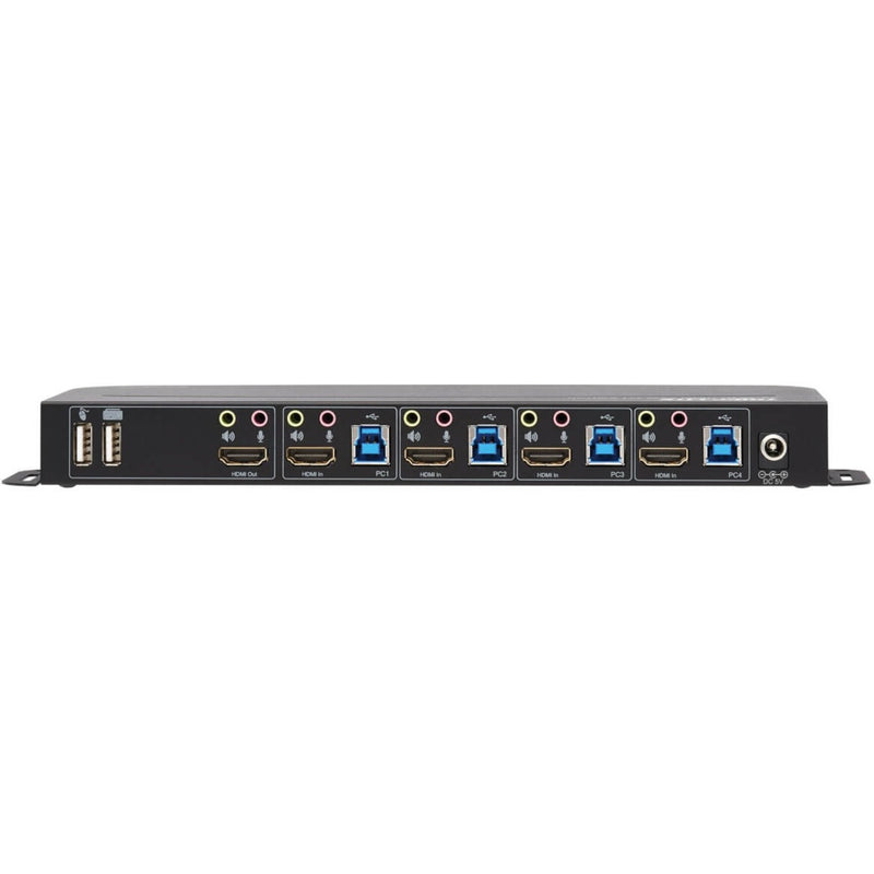 Rear view of KVM switch showing all available ports and connections