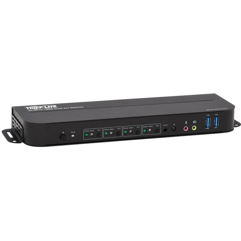 Front view of Tripp Lite B005-HUA4 4-port HDMI KVM switch showing control buttons and LED indicators