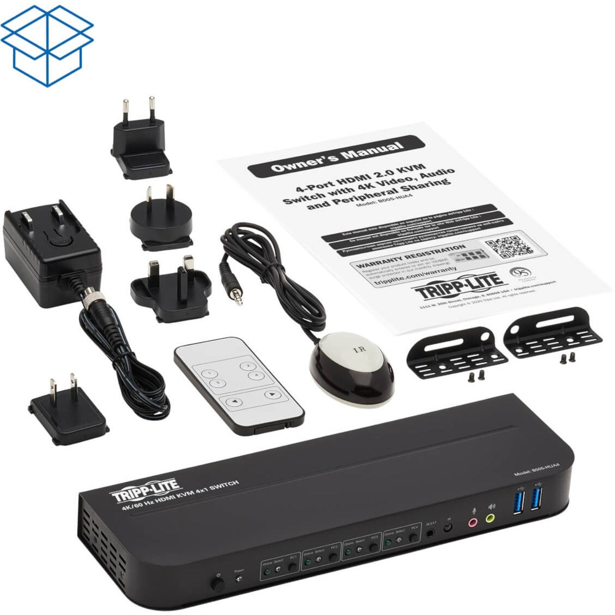 Tripp Lite B005-HUA4 4-Port HDMI/USB KVM Switch 4096 x 2160 Résolution 3-Year Garantie