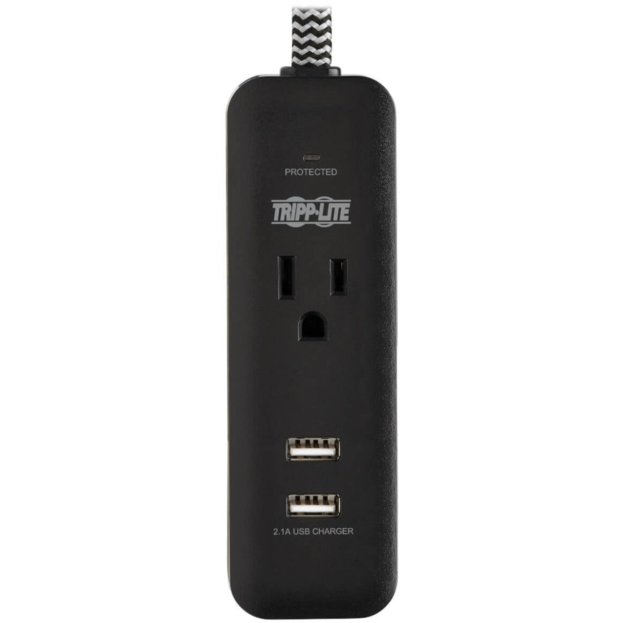 Vertical view of surge protector highlighting outlet and USB ports-alternate-image3