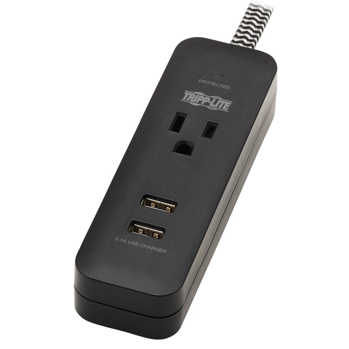 Angled view of surge protector showing slim profile and outlet placement-alternate-image4