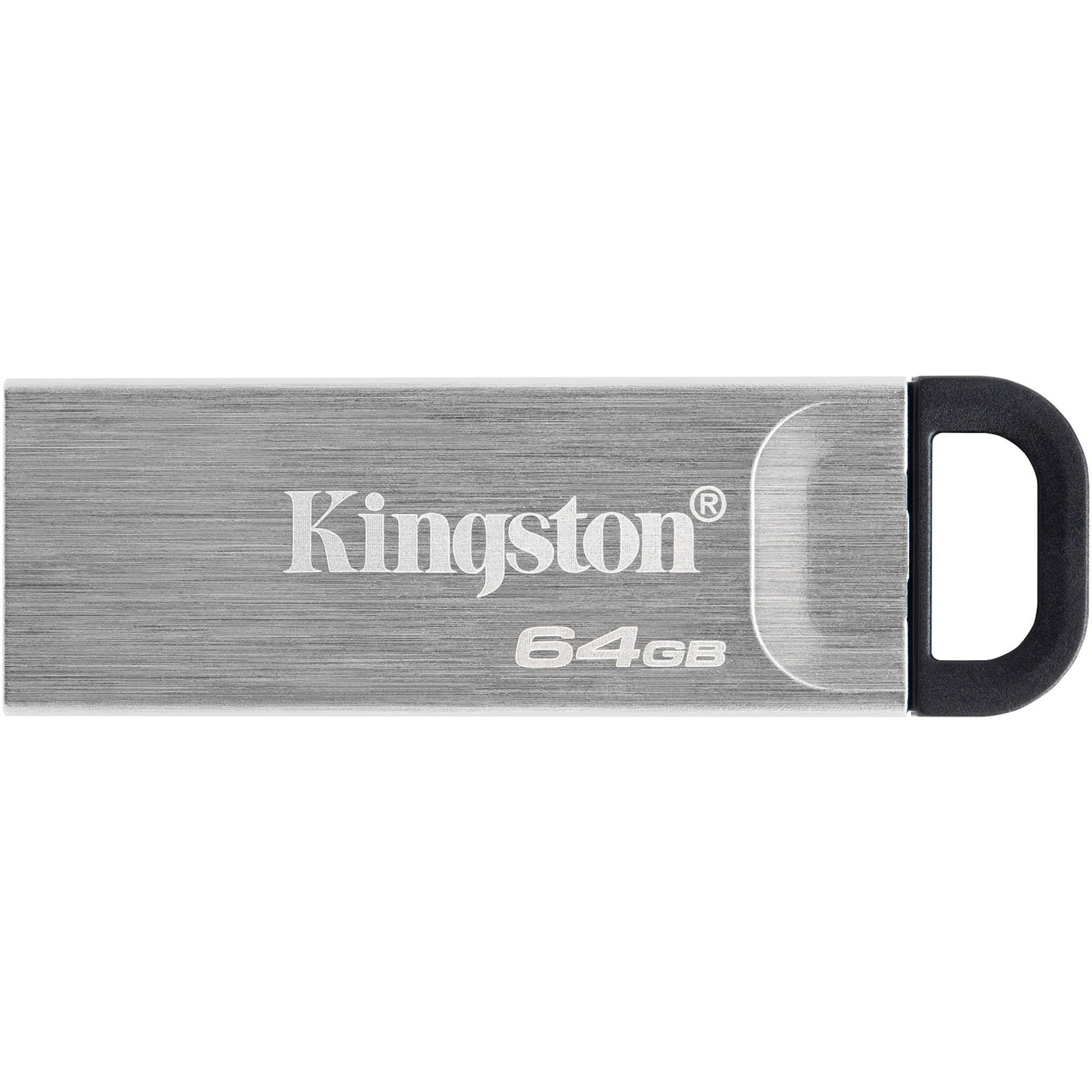キングストン DTKN/64GB DataTraveler Kyson 64GB USB 3.2 (Gen 1) Type A フラッシュドライブ、軽量、キャップレス、シルバー 商品名：キングストンブランド ブランド名を日本語に翻訳しなさい。