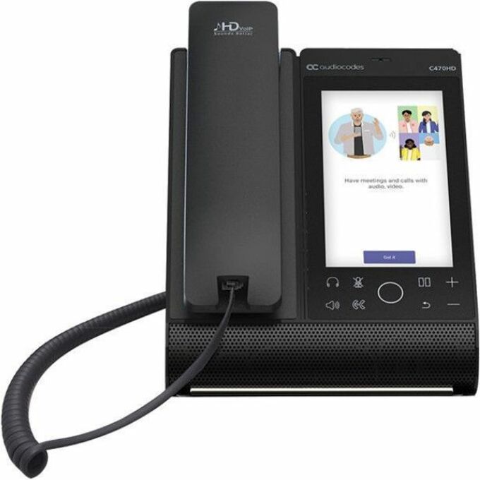 AudioCodes TEAMS-C470HD-DBW C470HD IP Phone, VoIP, Wi-Fi, Corded