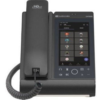 AudioCodes C470HD IP phone showing Microsoft Teams interface on 5.5-inch touchscreen display with handset