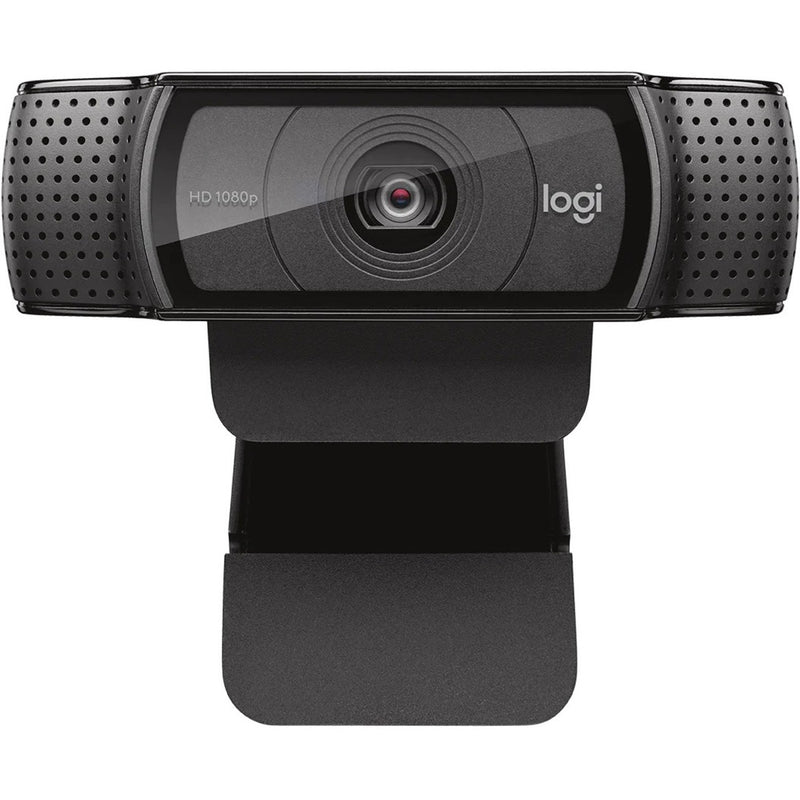 Front view of Logitech C920e business webcam showing professional design elements