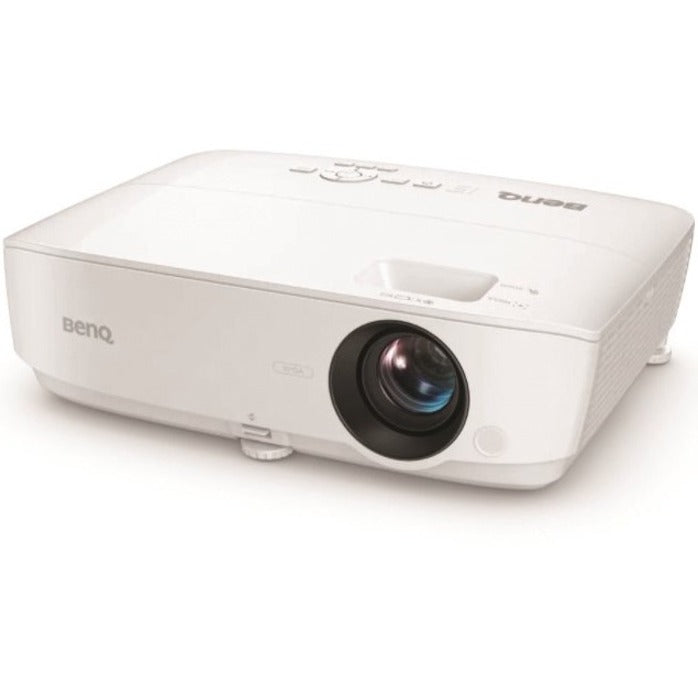 BenQ MS536 DLP projector in white featuring 4000 lumens brightness, shown from a three-quarter front angle with prominent lens