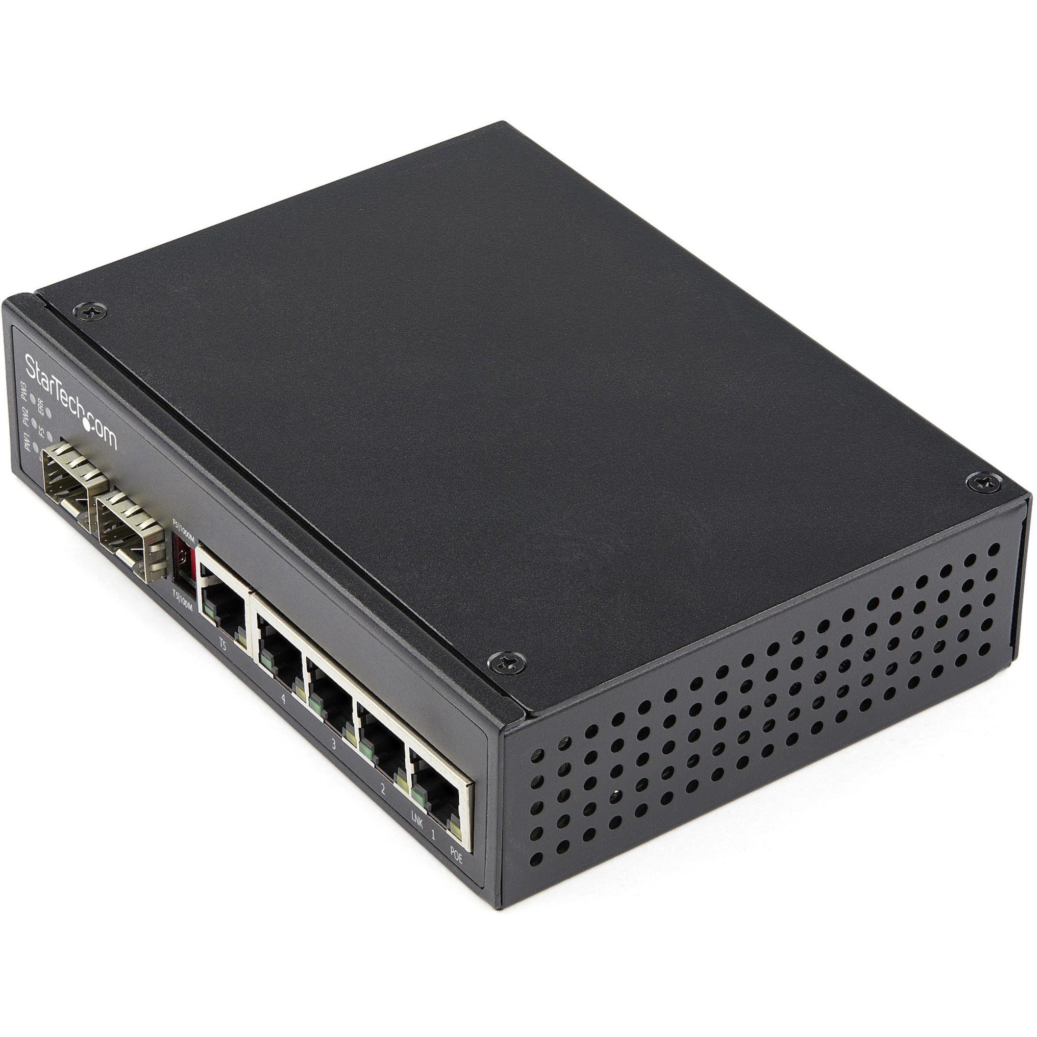 品牌名称：StarTech.com StarTech.com IES1G52UPDIN 以太网交换机，5端口千兆带 PoE+，2个SFP插槽，120W PoE 预算