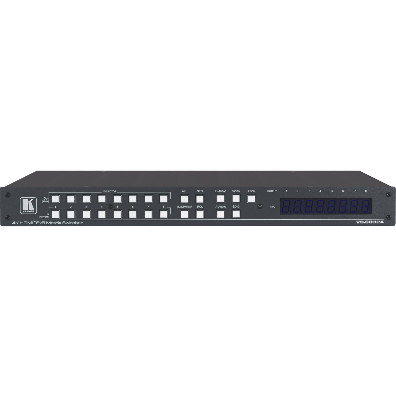 Kramer 20-08800230 VS-88H2A 8x8 4K HDR HDCP 2.2 Matrix Switcher with Analog & Digital Audio Routing, 8 HDMI Inputs/Outputs, RJ-45 Connectivity