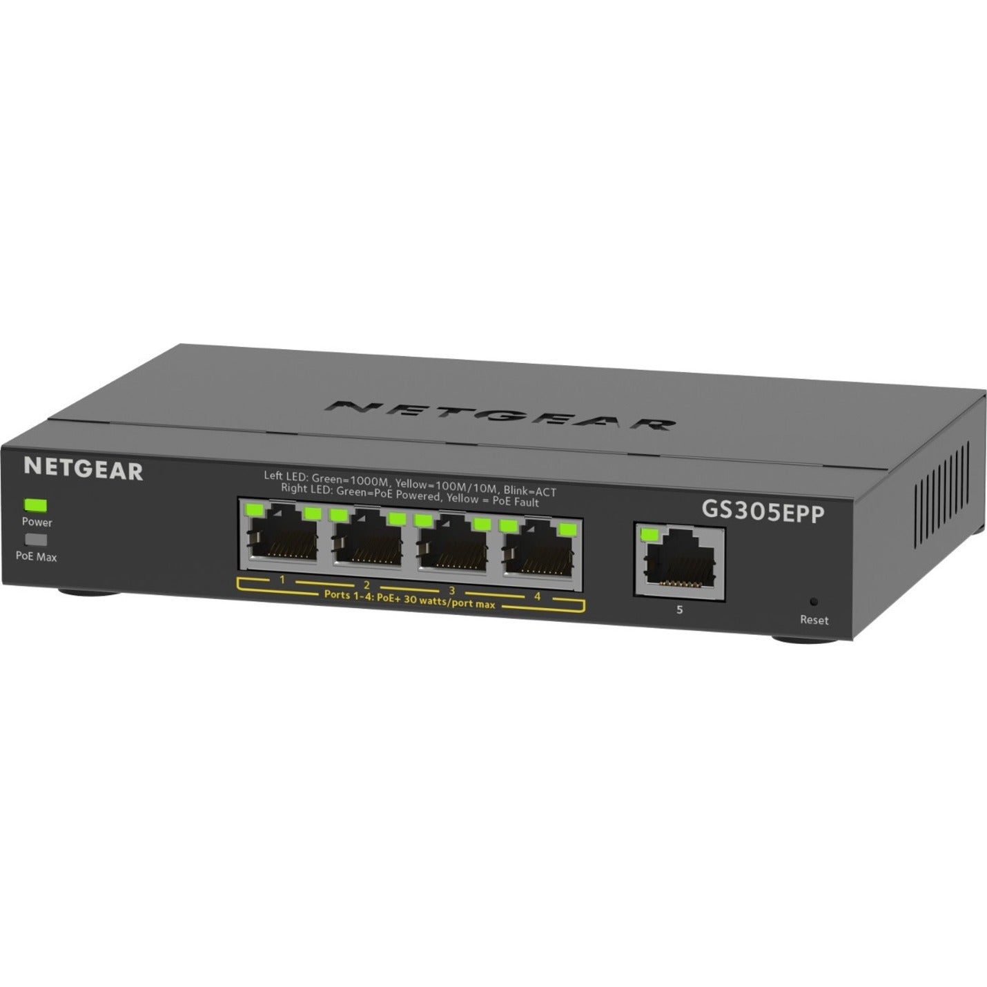 Netgear GS305EPP-100NAS GS305EPP Ethernet Switch 5-Port Gigabit Ethernet PoE+ 120W PoE Budget 