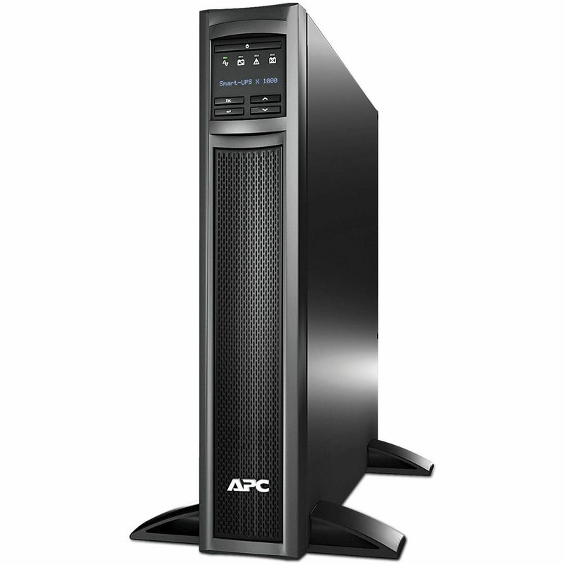 Front view of APC Smart-UPS X 1000VA tower configuration showing LCD display and mesh ventilation panel