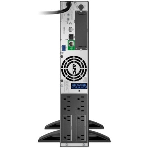 Vertical view of APC Smart-UPS showing outlet configuration and mounting system-alternate-image3