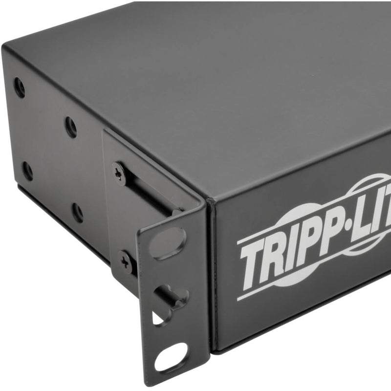 Close-up of Tripp Lite PDUH20-ISO6 PDU mounting bracket and housing construction