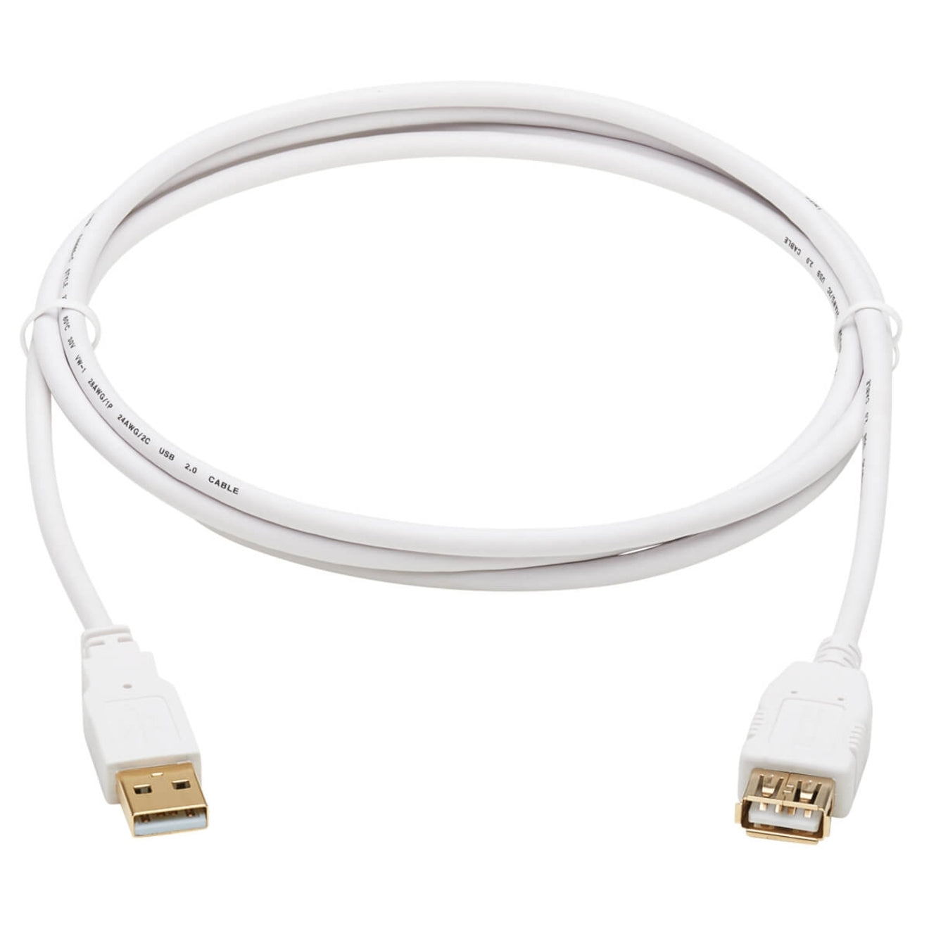 تريpp لايت U024AB-006-WH كابل تمديد USB-A مضاد للبكتيريا (ذكر/أنثى)، USB 2.0، أبيض، 6 قدم (1.83 م)