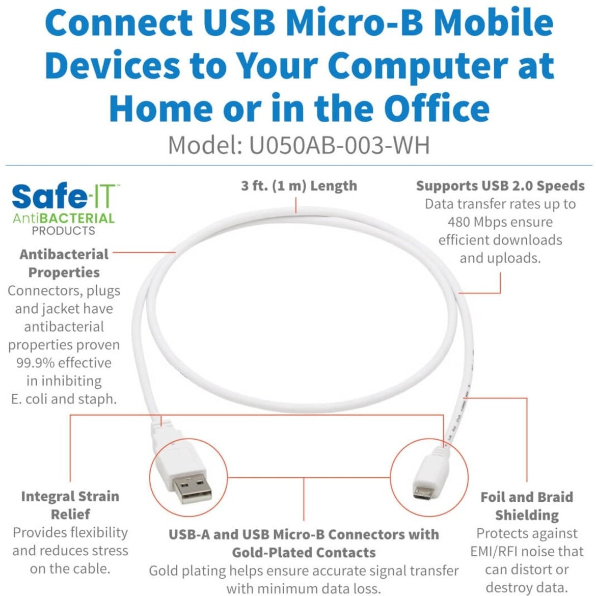 Tripp Lite (U050AB-003-WH) Cavo di connessione