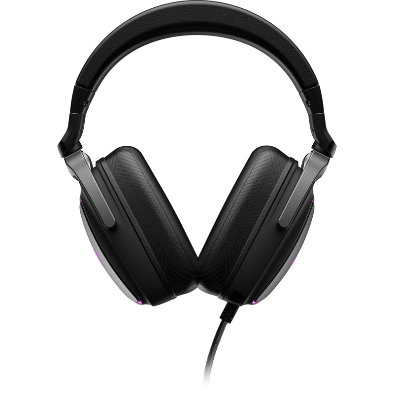 Front view of ROG Delta S highlighting comfortable ear cushions and headband