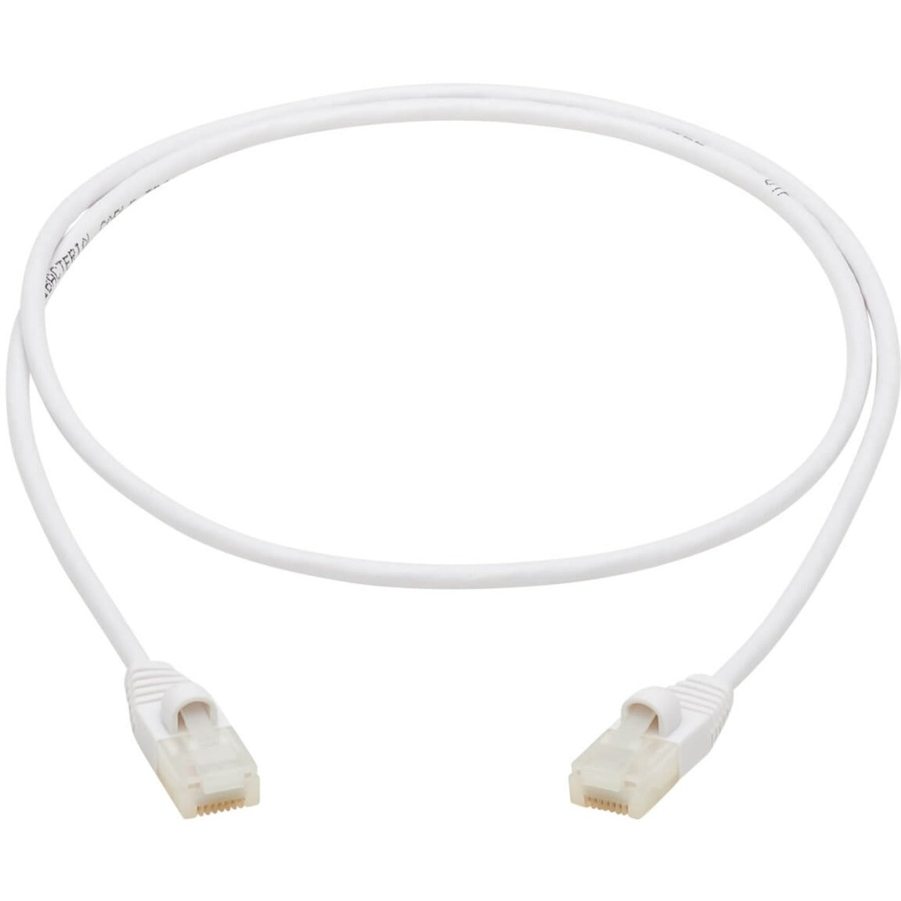 Full length view of white Cat6a network cable with RJ45 connectors on both ends-alternate-image3