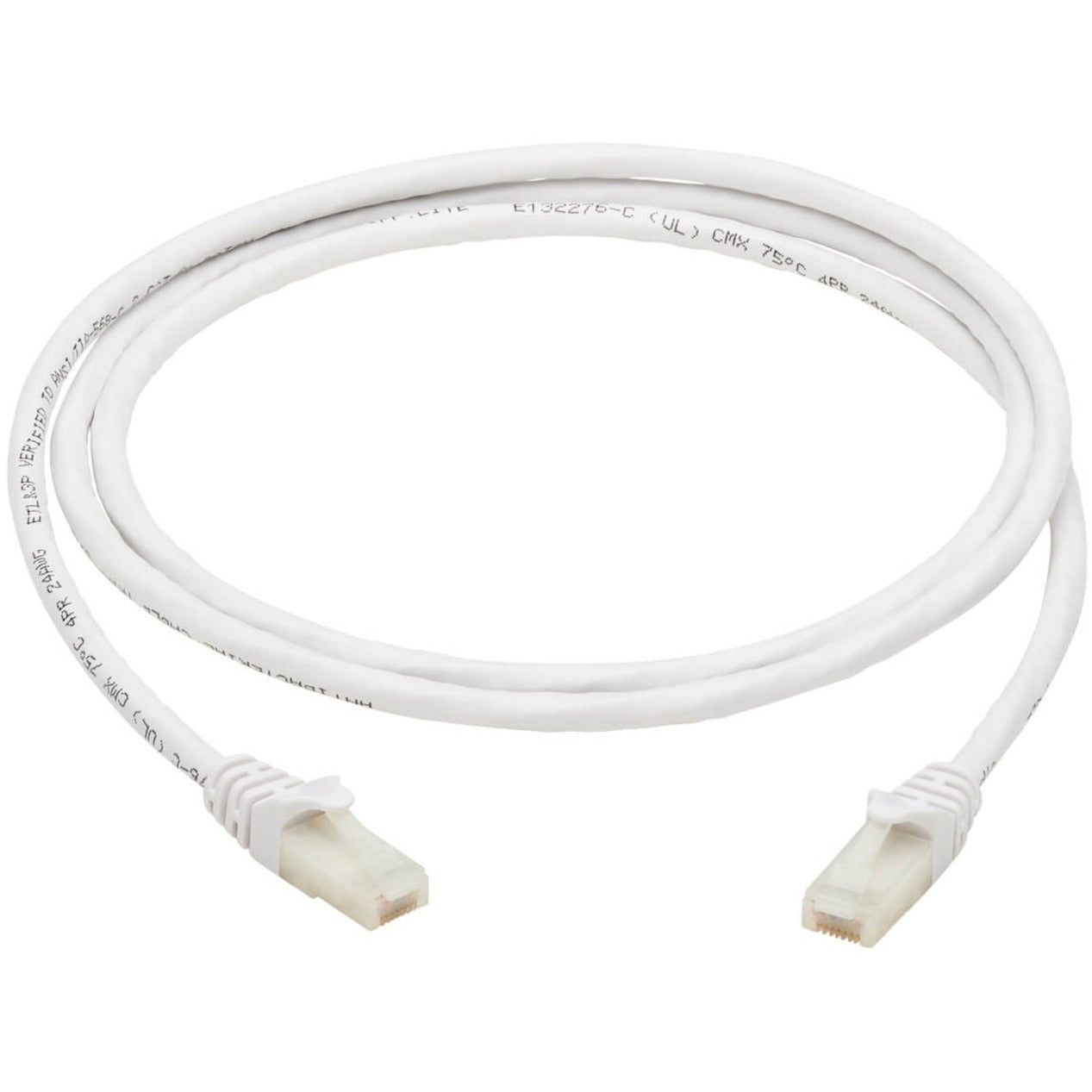 Full view of white Cat6a ethernet cable with RJ45 connectors-alternate-image3