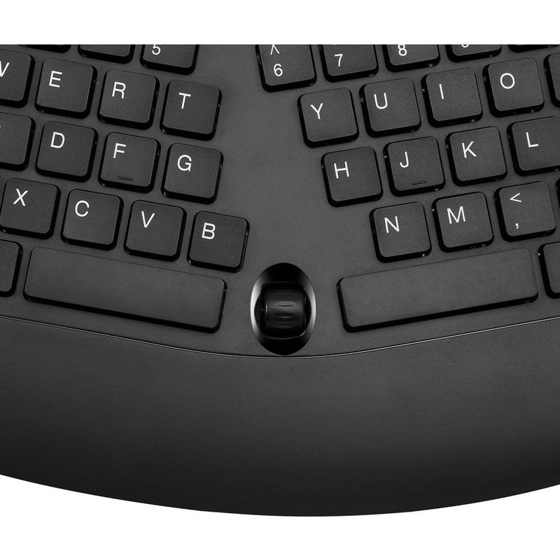 Close-up of split keyboard design showing space bar configuration