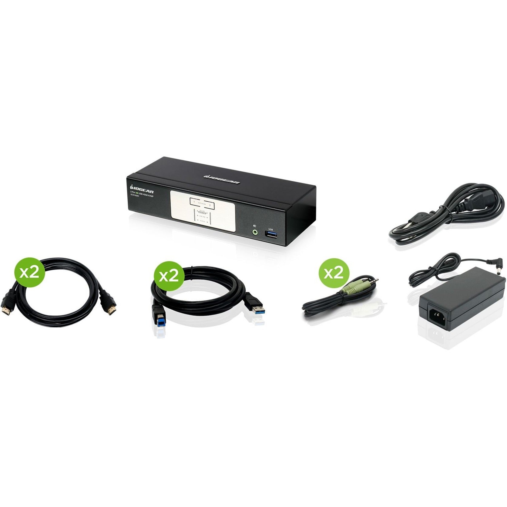 IOGEAR GCS1932H 2-Poort 4K KVMP Schakelaar met HDMI Verbinding USB 3.0 Hub en Audio (TAA) 4096 x 2160 3 Jaar Garantie