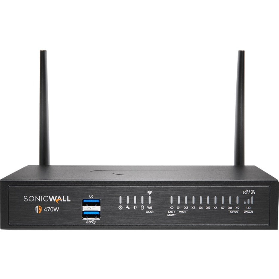 SonicWall 02-SSC-6808 TZ470W Network Security/Firewall Appliance, 8 Ports, 2.5 Gigabit Ethernet, Wireless LAN, 2 Year Warranty