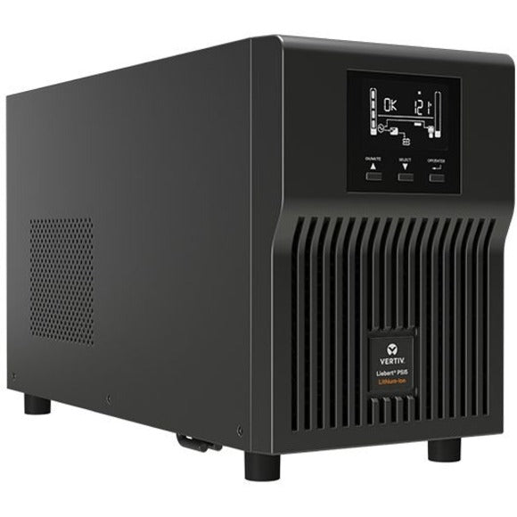 Front view of Vertiv Liebert PSI5 1500VA UPS showing LCD display and ventilated housing design