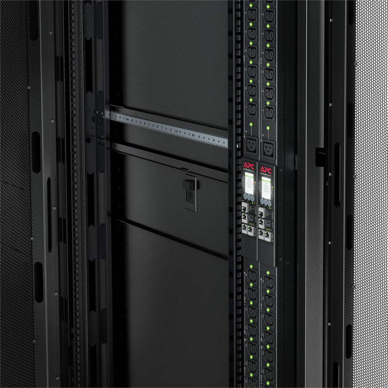 APC PDU installed in server rack showing integration and monitoring features