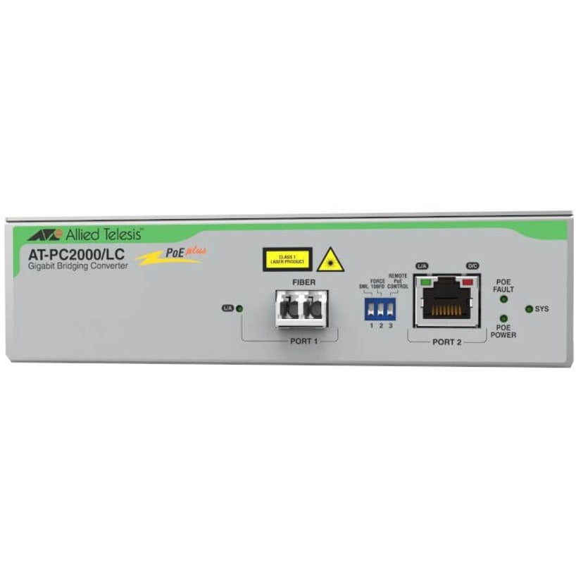 Allied Telesis AT-PC2000/LC-960 PoE+ to Fiber Switching Media Converter, 1GB LC Connect