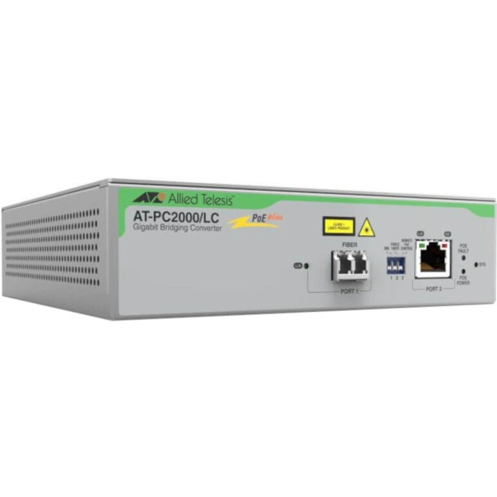 Allied Telesis AT-PC2000/LC-960 PoE+ to Fiber Switching Media Converter, 1GB LC Connect