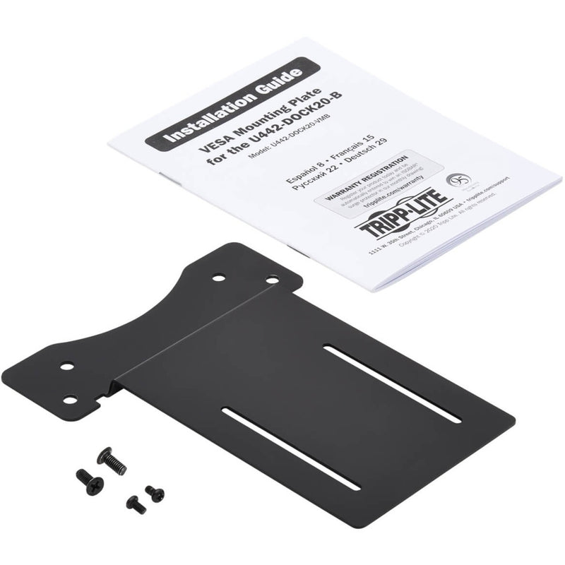 VESA mounting plate with installation guide and hardware