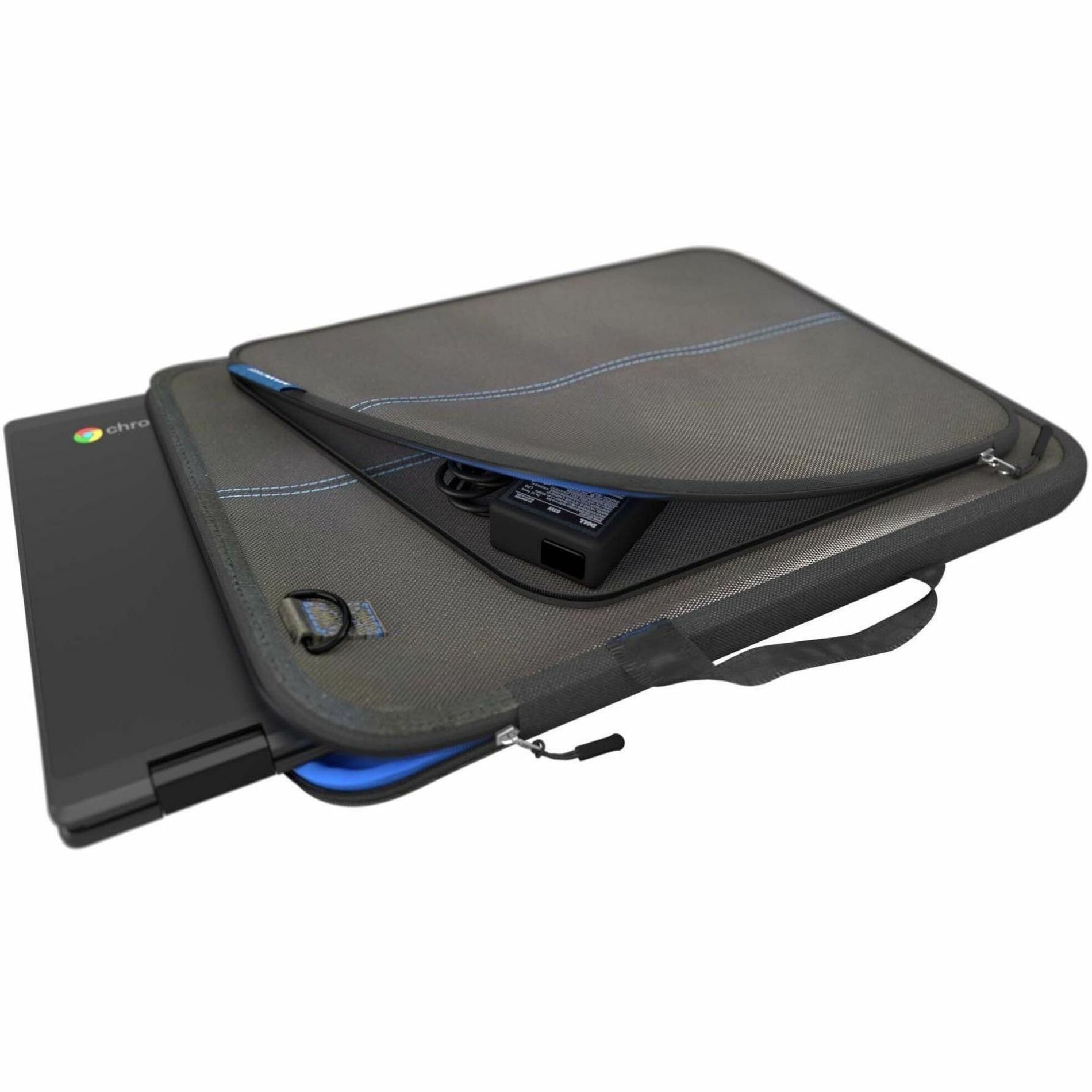 MAXCases Slim Sleeve shown with Chromebook partially inserted to demonstrate fit-alternate-image5