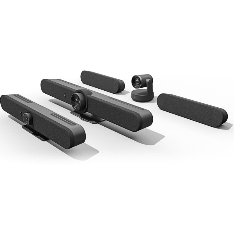 Collection of Logitech Rally Bar products showing different size options