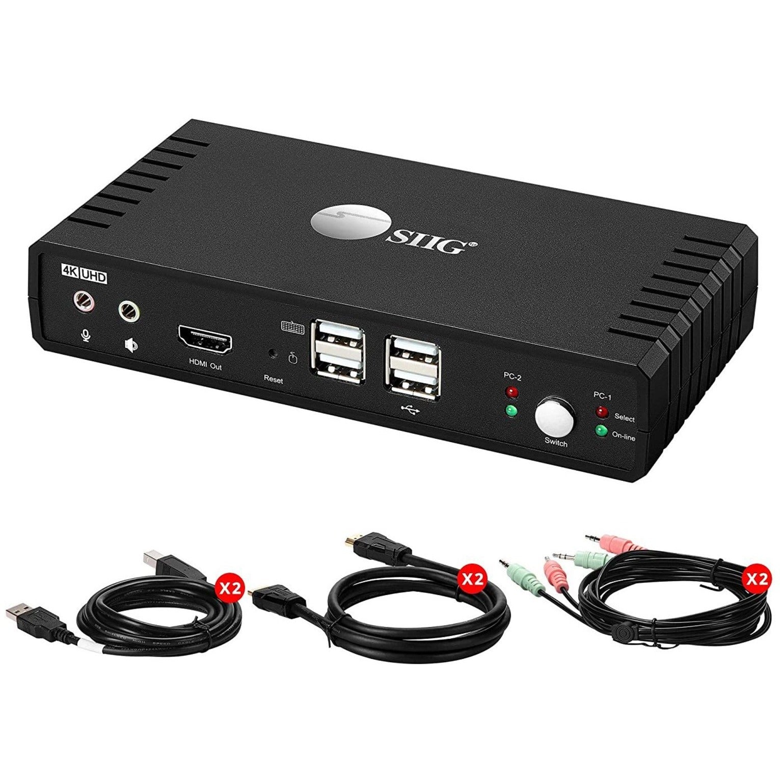 SIIG CE-KV0811-S1 2-Port HDMI2.0 Video Console KVM Switch with USB2.0 3840 x 2160 Auflösung 2-Jahres-Garantie