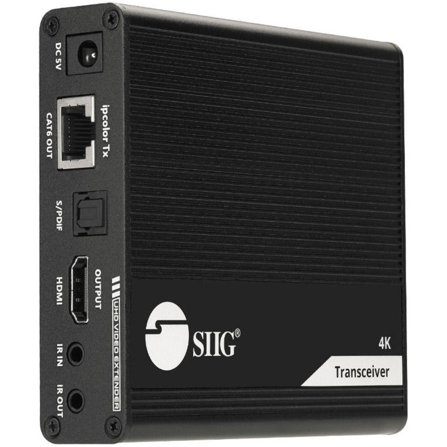 Front angle view of SIIG ipcolor 4K HDMI 2.0 Extender showing ports and ventilation design-alternate-image1