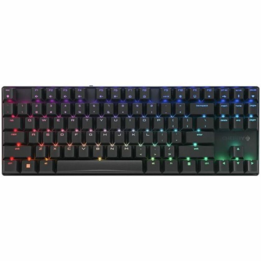 CHERRY MX BOARD 3.0 S gaming keyboard displaying vibrant RGB rainbow lighting effects across black keycaps-alternate-image1