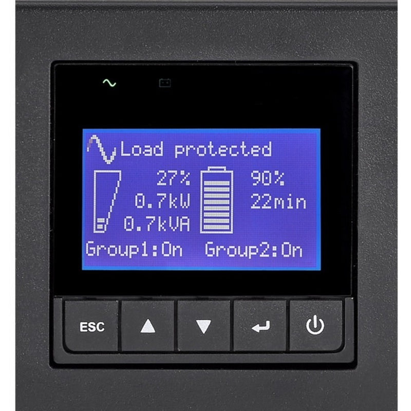 Close-up of Eaton 9PX UPS control panel and buttons