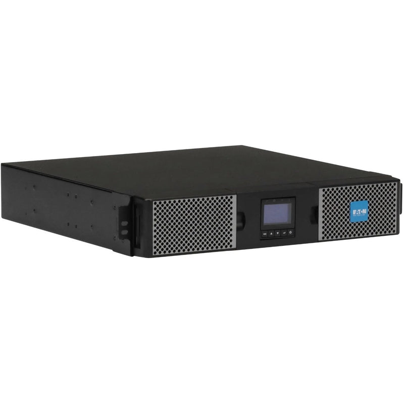 Angled front view of Eaton 9PX UPS in rack mount configuration