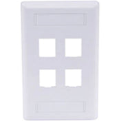 Hubbell IFP14W 4 Socket Single Gang Rear Loading Faceplate, Durable Construction, Flush Mount, White