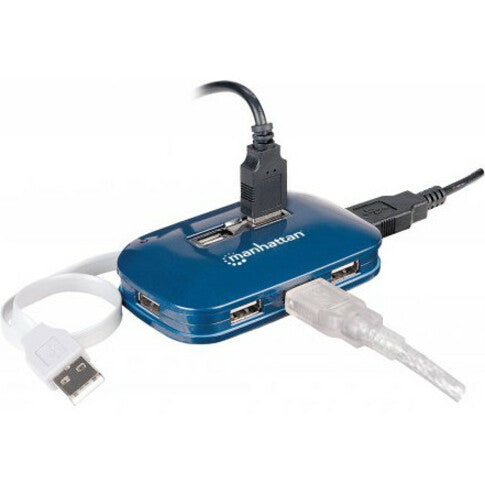 Manhattan 161039 Hi-Speed USB 2.0 Ultra Hub, 7 Ports, PC/Mac Compatible [Discontinued]
