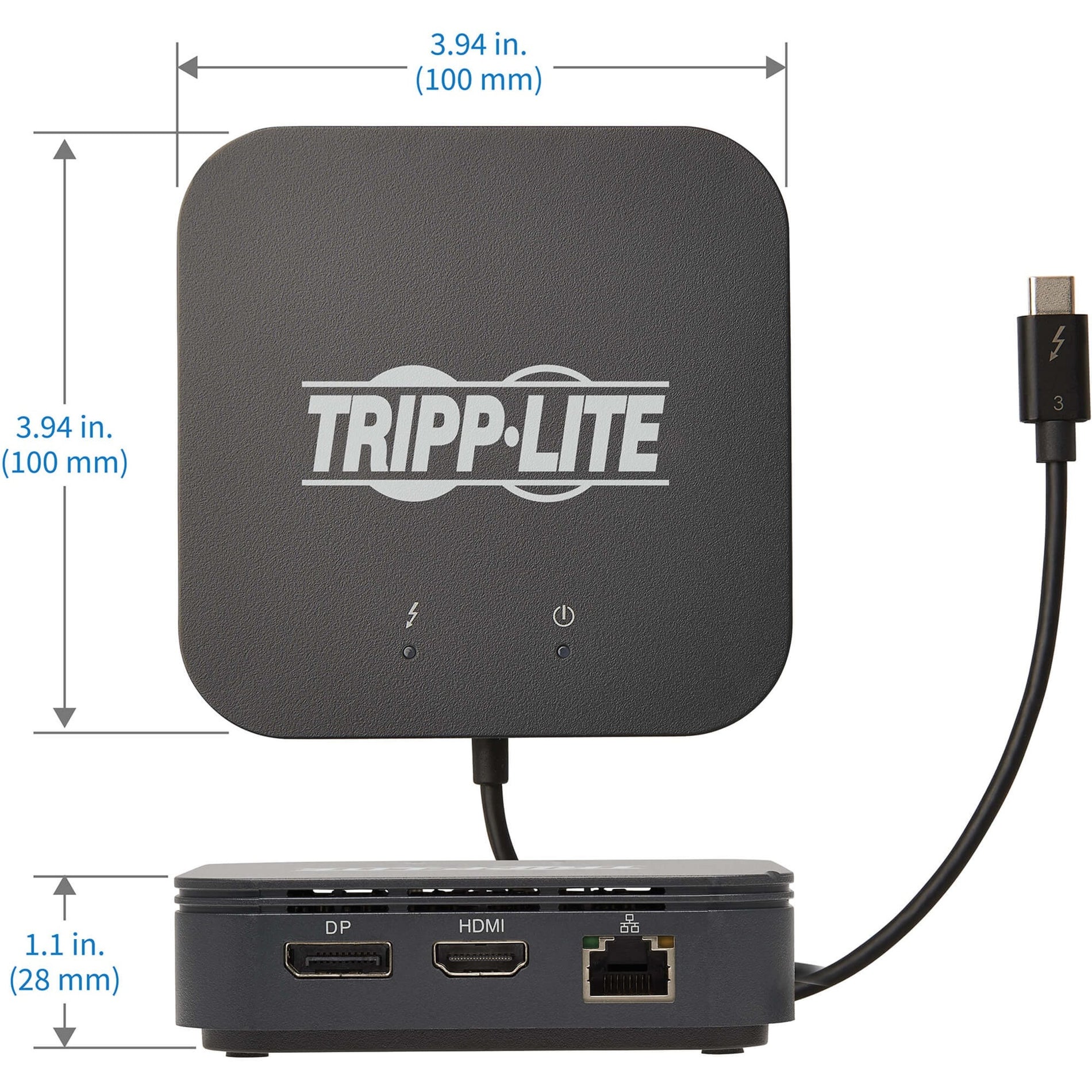 Tripp Lite MTB3-DOCK-04 Docking Station, USB-C & Thunderbolt 3, HDMI, DisplayPort, RJ-45, 4 USB Ports, 60W Power Supply